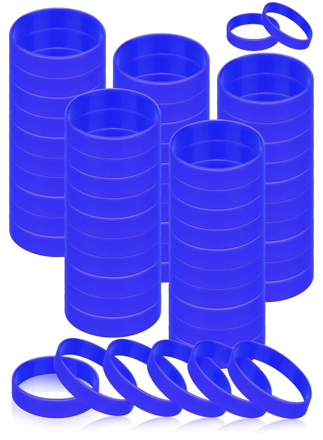MATEPLUS 100 Pcs Blank Silicone Wristbands, Graduation Elastic Bracelet Bulk Rubber Bracelets For Men Women And Teens-Blue - Image 1
